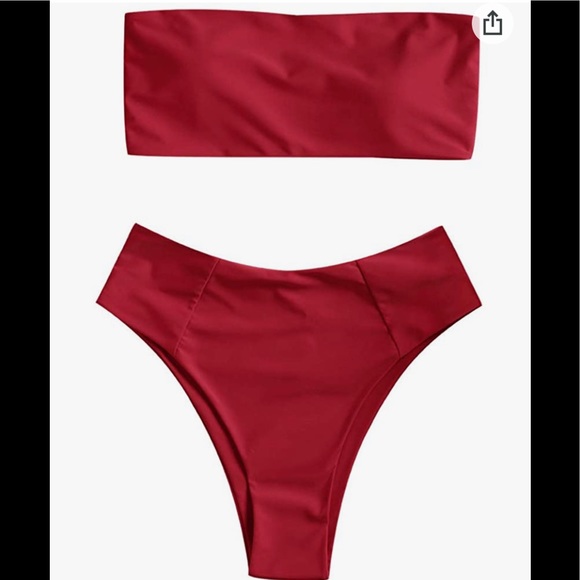 Bandeau Bikini— Red, & Peach - Picture 4 of 9